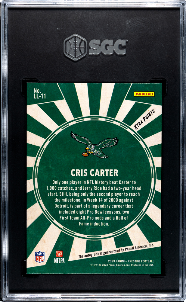 2023 Panini Prestige Cris Carter Living Legends Xtra Points Autographed #2 of #25 SGC 9.5