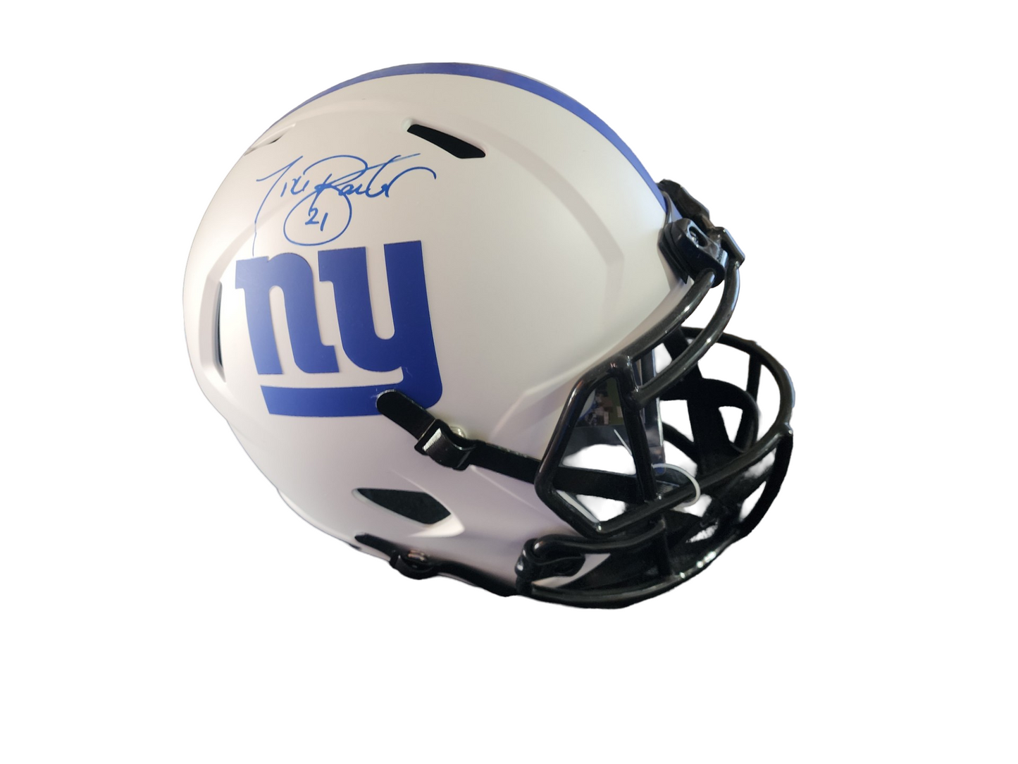 Authentic Autograph Tiki Barber Signed NY Giants FS Replica Helmet