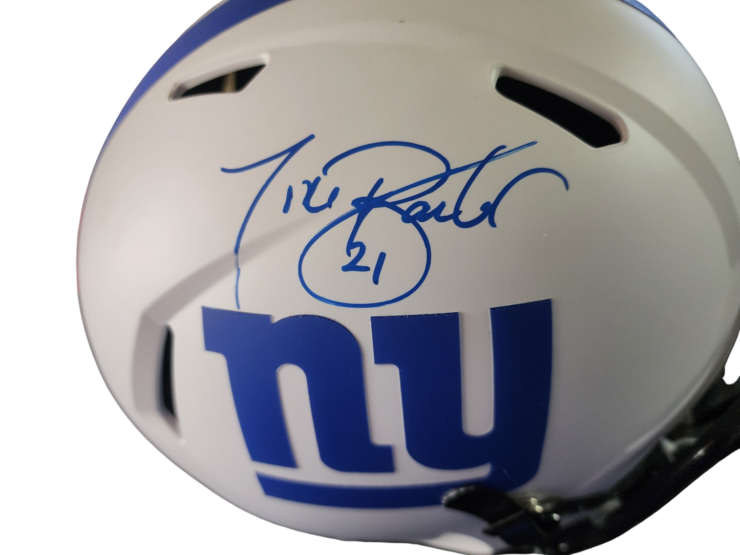 Authentic Autograph Tiki Barber Signed NY Giants FS Replica Helmet