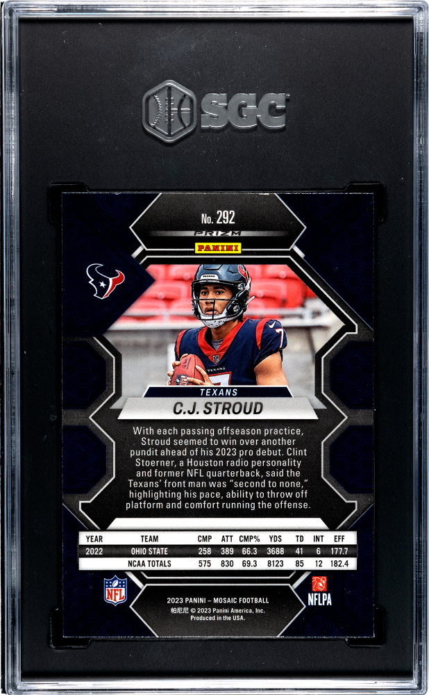 2023 Panini Mosaic CJ Stroud Rookie Green Prizm #292 SGC 9.5